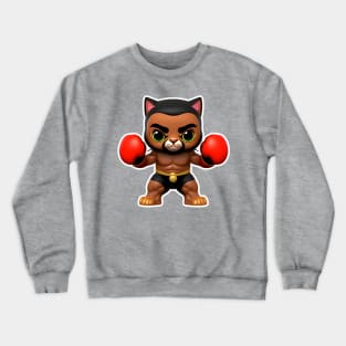 Cat boxer in red gloves Crewneck Sweatshirt